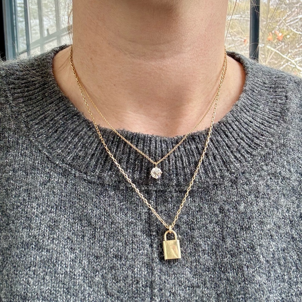 14k Gold Lock Necklace